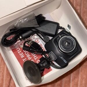 Pilot Digital Camcorder Dash Cam Black Car Security Camera with Mount and Cables